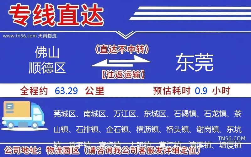 佛山順德區到東莞物流公司
