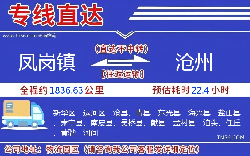 鳳崗鎮到滄州物流公司
