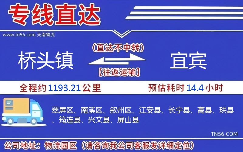 橋頭鎮到宜賓物流公司